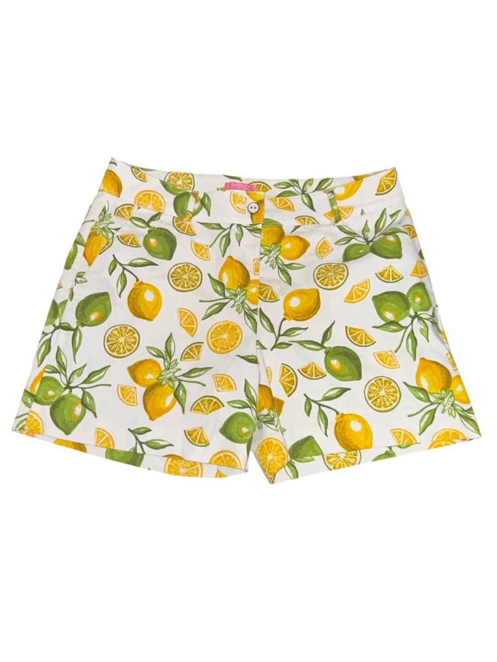 Isaac Mizrahi New York Lemon & Lime Print Tailored Shorts Size 14